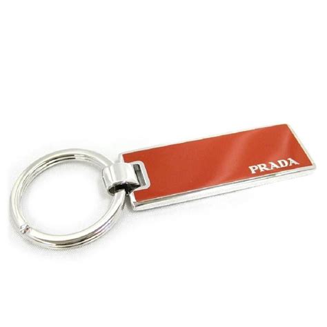 prada rectangle key chain enameled silver tone orange|Prada Keychains .